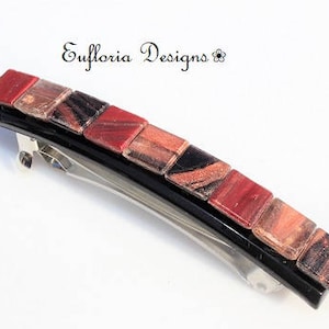 Barrettes for Fine Hair | Hair Accessories, Glass French Barrette, Unique Hair Clip, Womans Barette Large, Gift for Wife Ladies Hair Jewelry