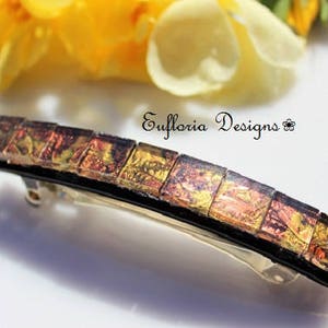 Large French Barrette | Womens Hair Accessories | Copper with Gold Barrette | Strong Non Slip Hair Barette | Glass Hair Clip | Handmade