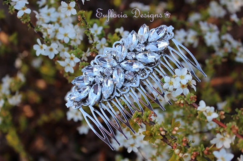Hair Accessories Crystal Hair Combs for Women Flower Hair Slide Wedding Hair Jewelry Bride Head Piece Floral Hair Piece Jeweled Comb