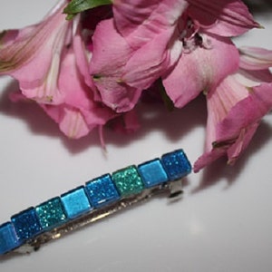 Blue Hair Clips for Women | Hair Accessories, Sapphire Barrette, Large French Barrette, Glass Hair Jewelry, Womans Barette Handmade Gift