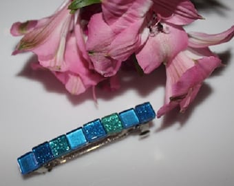 Blue Hair Clips for Women | Hair Accessories, Sapphire Barrette, Large French Barrette, Glass Hair Jewelry, Womans Barette Handmade Gift