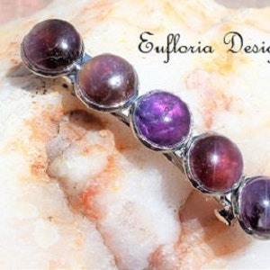 Amethyst Barrette for Women | Hair Accessories, Jeweled Hair Clip, Purple Stone Barette Silver, February Birthstone Gift