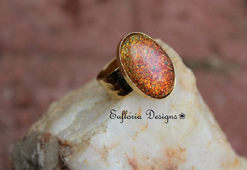 Antique Jewelry Antique Opal Rings for Women Wide Gold Band Womans Ring Size 6 7 8 9 Gift Statement Ring Vintage Large Oval Stone Ring