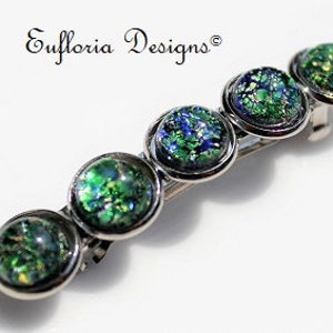 Hair Barrettes for Women | Hair Accessories, Glass Hair Clip for Woman, Green Stone Jeweled Barrette, Irish Hair Accessory, Handmade Gift