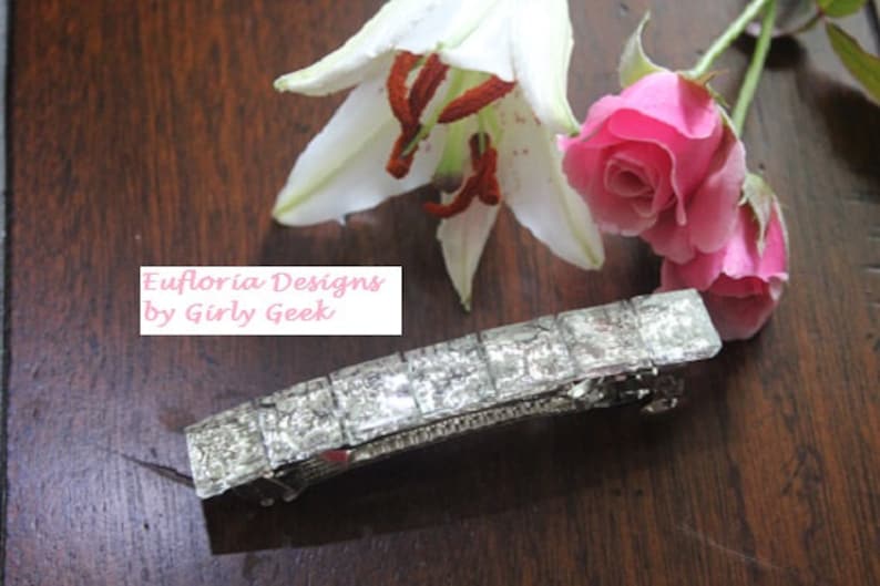 Large Hair Clip Womens Hair Accessories Silver French Barrette Wedding Barrette Thick Hair Barrette Womans Barette Handmade