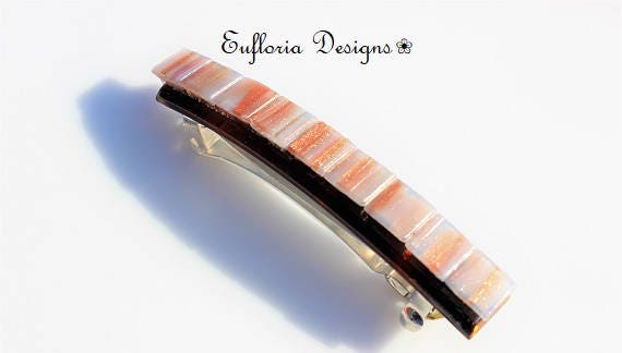 Large Barrette For Thick Hair Glass White Gold Hair Clips Etsy
