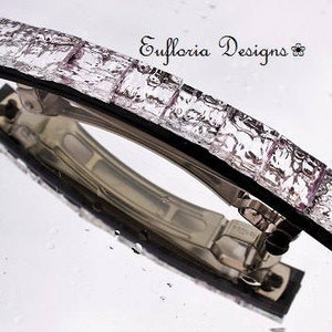 Large Hair Barrettes for Women | Hair Accessories, Silver Hair Clip, Glass Hair Jewelry, Bridal Barrette for Wedding Womans Barette Handmade