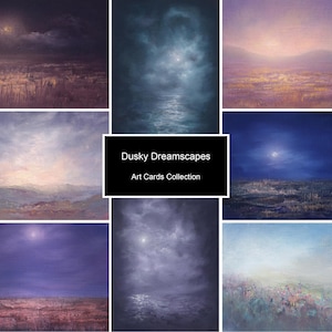 Colección de tarjetas de arte Dusky Dreamscapes - Juego de 10 tarjetas de arte / postales / tarjetas de notas