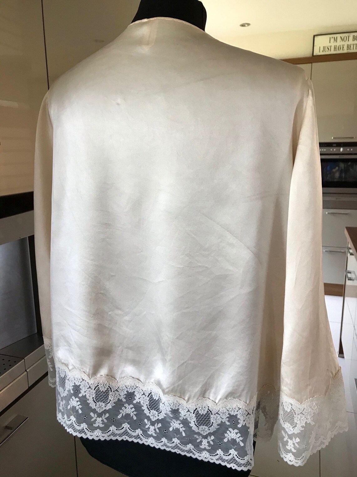 Vintage Marks & Spencer silk short robe lace edged size 14 | Etsy