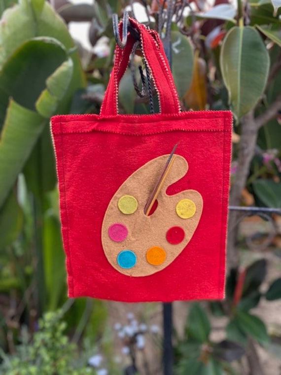 Vintage Handmade Red Felt Artist Bag