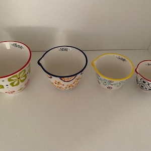 Creative Co-op Stackable Measuring Cups, Multi-Colored Spouts