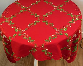 Red Christmas Tablecloth, 48" wide, 58" long