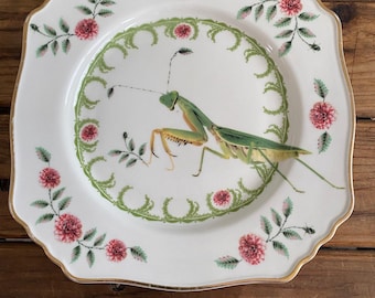 Lou Rota Anthropologie "Nature Table" Praying Mantis 9.5 Dinner Plate