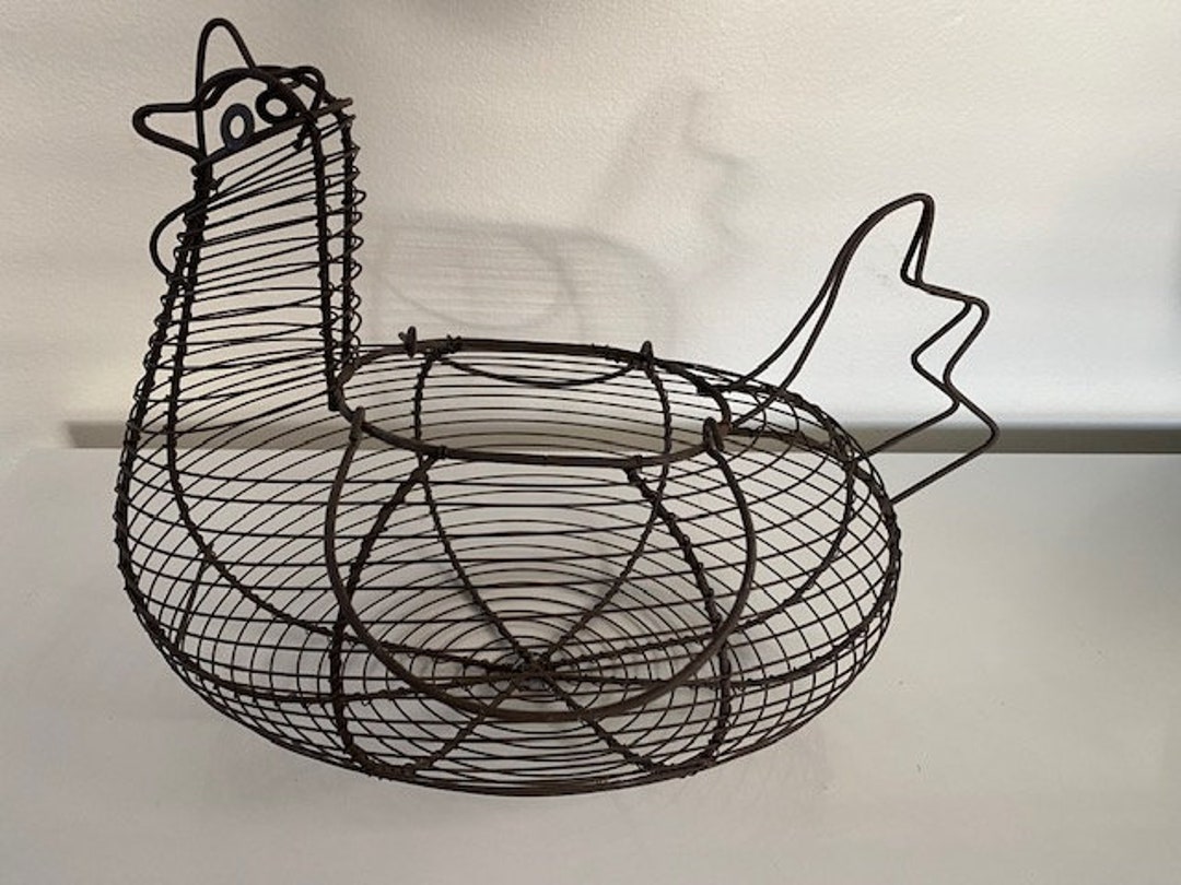 Wire Chicken Shaped Egg Basket Etsy