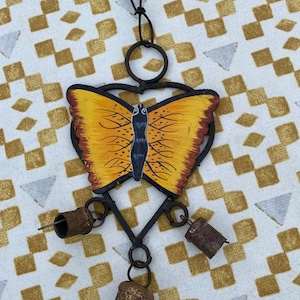 Small Metal Butterfly Wind Chime with Metal Bells