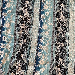 Hawaiian Print Fabric, Green Beige, Black