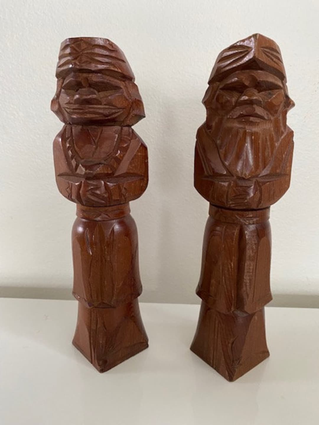 Japanese Wooden Figurines 8 1/2 Tall Pair - Etsy