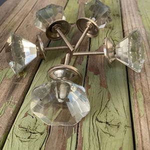 Five Matching Clear Glass Drawer Small Knobs