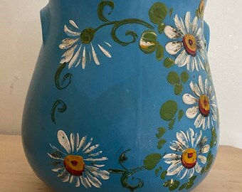 Pottery Cookie Jar with Tole Painting, Vintage