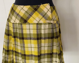 Vintage 1960 Pleated Plaid Mini Skirt, No Size