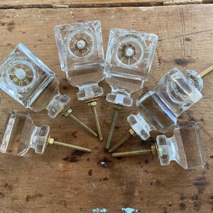Vintage Set of Ten Clear Glass Drawer Single Knobs