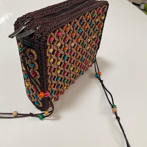 Jamaica Cross Body Purse, Colorful Wooden Beads