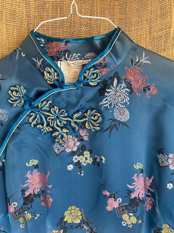 Chinese Blue Silky Dress / mandarin gown / Cheongs
