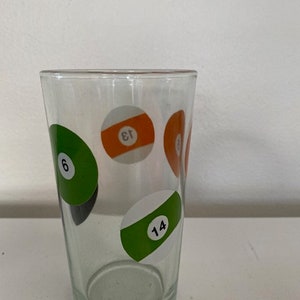 Billiard Balls Drinking Glass, Brightly Colored Pool Balls