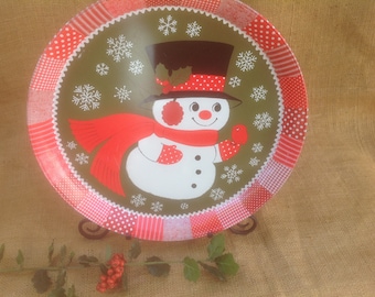Christmas Tray Large Round  Metal 14" Diameter