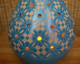 Ceramic Geometric Star Luminary/ Incense Burner, Turquoise Color