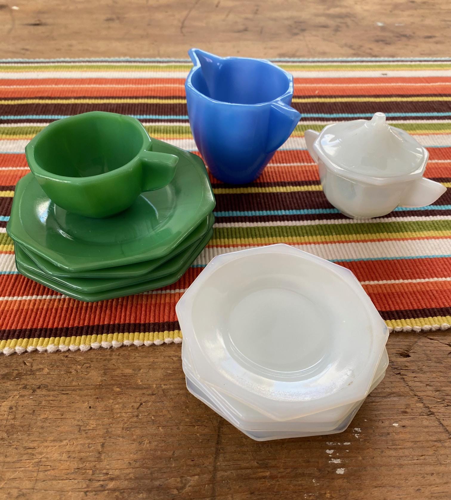 Akro Agate Tea Set - Etsy
