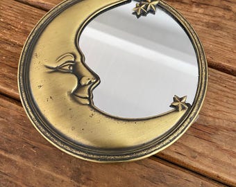 Round Brass Moon Mirror