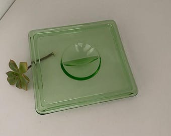 1930's Depression Glass Hazel Atlas, Uranium Glass Refrigerator Dish Lid
