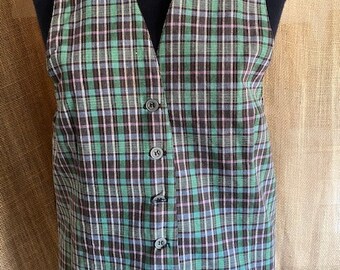 Ladies Green Plaid Vest - Etsy
