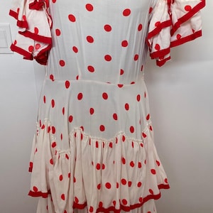 Vintage Flamenco Dress Polka Dot White Red