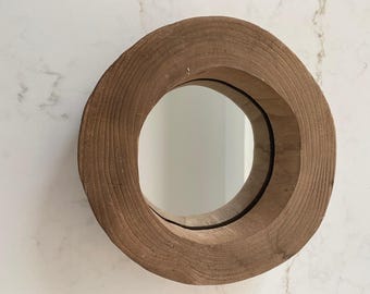 Thick Wooden Framed Mirror, vintage 1970's