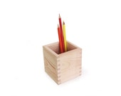 wooden unfinished cube box, container, pencil holder eco Scandinavian style minimalist cup organizer plant pot cover decoupage
