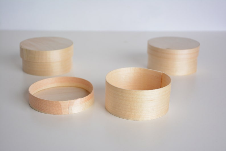 Mini Round Wooden Box Unfinished Shaker Style Small Bentwood Etsy