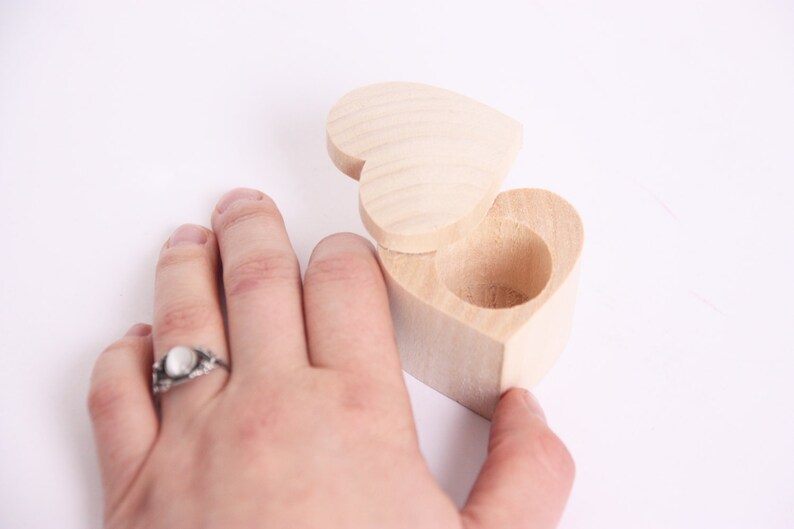 Heart Shaped Wooden Box Unfinished Wooden Ring Box Jewelry Etsy