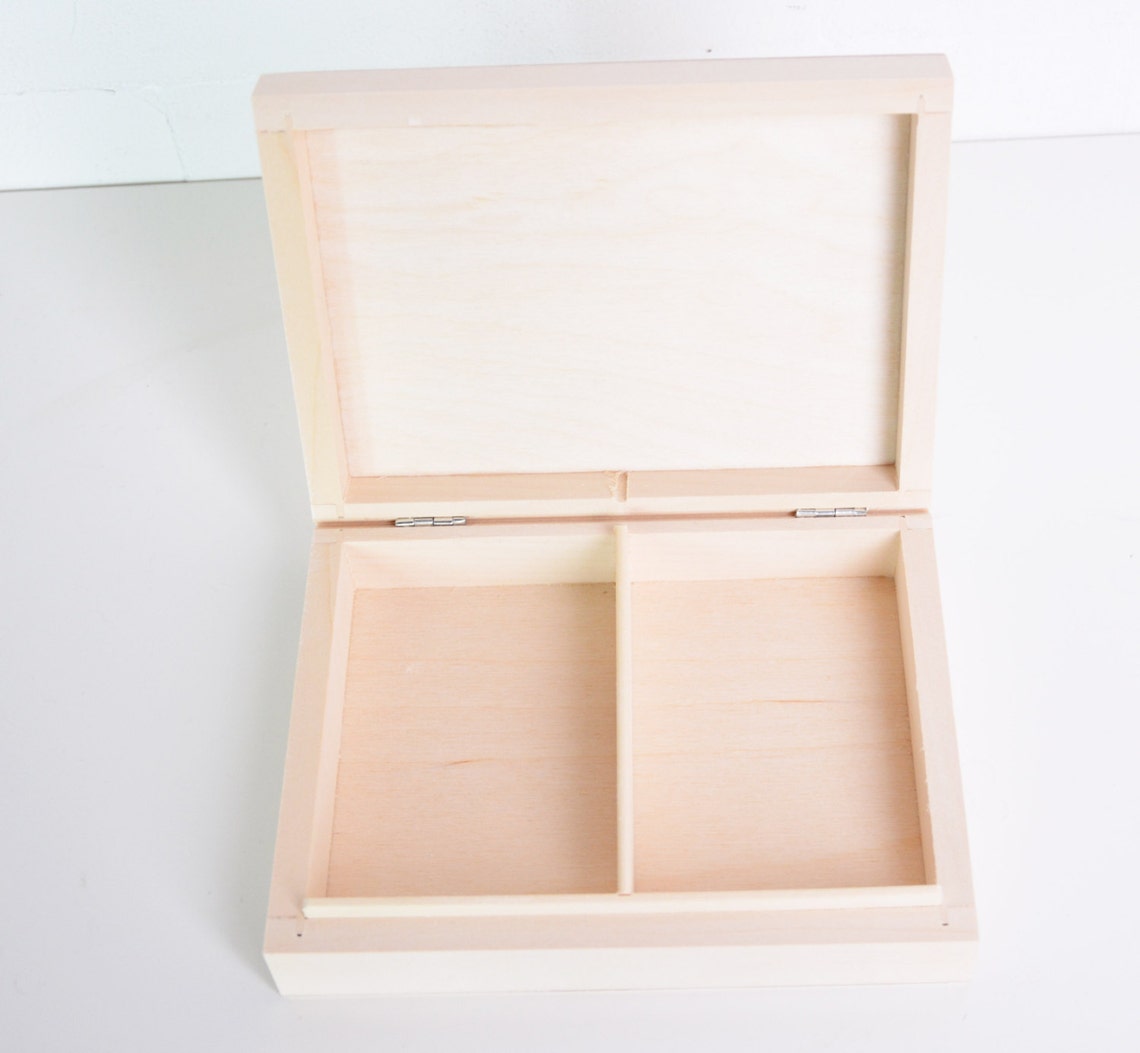 Wooden Box for Playing Cards Unfinished 2 Compartments Etsy