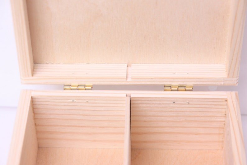 Wooden Tea Box Unfinished 4 Compartments Display Box Etsy