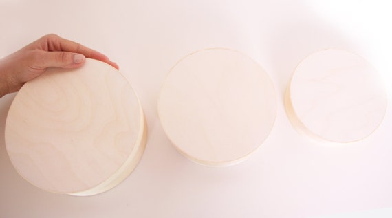 Large Round Wooden Box Unfinished Shaker Style Bentwood 50