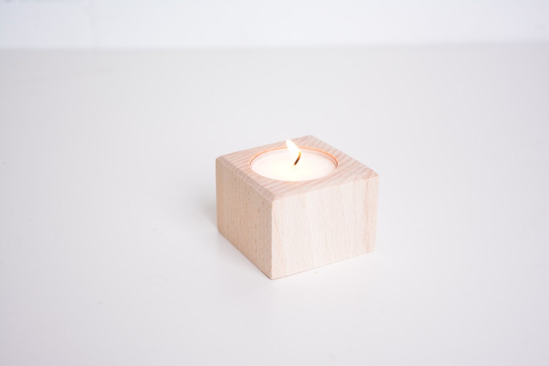 Beech Wood Tea Light Holder Unfinished Plain Unpainted Candle Etsy