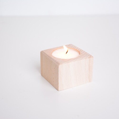 Beech Wood Tea Light Holder Unfinished Plain Unpainted Wood Etsy