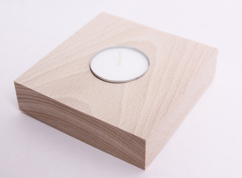 Wooden tea light holder unfinished plain unpainted wood Etsy