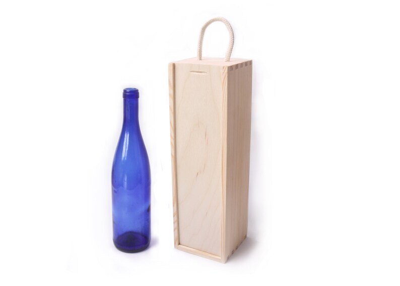 Wooden Wine Box Unfinished Wine Box Bottle Box Sliding Lid Etsy