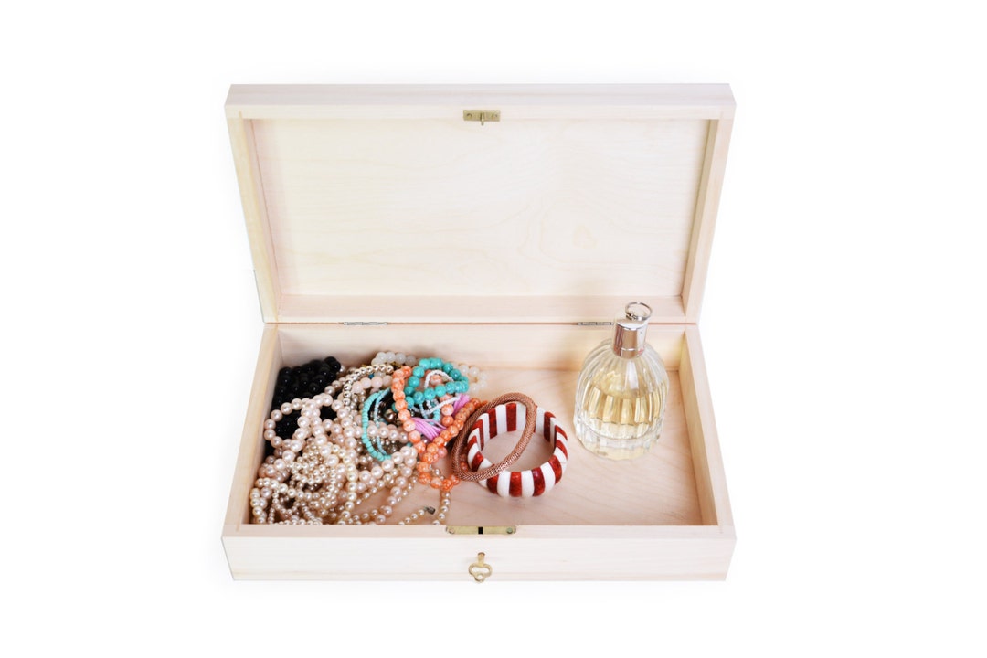 XL Wooden Box With Key Large Treasure Box Lock Treasure Etsy