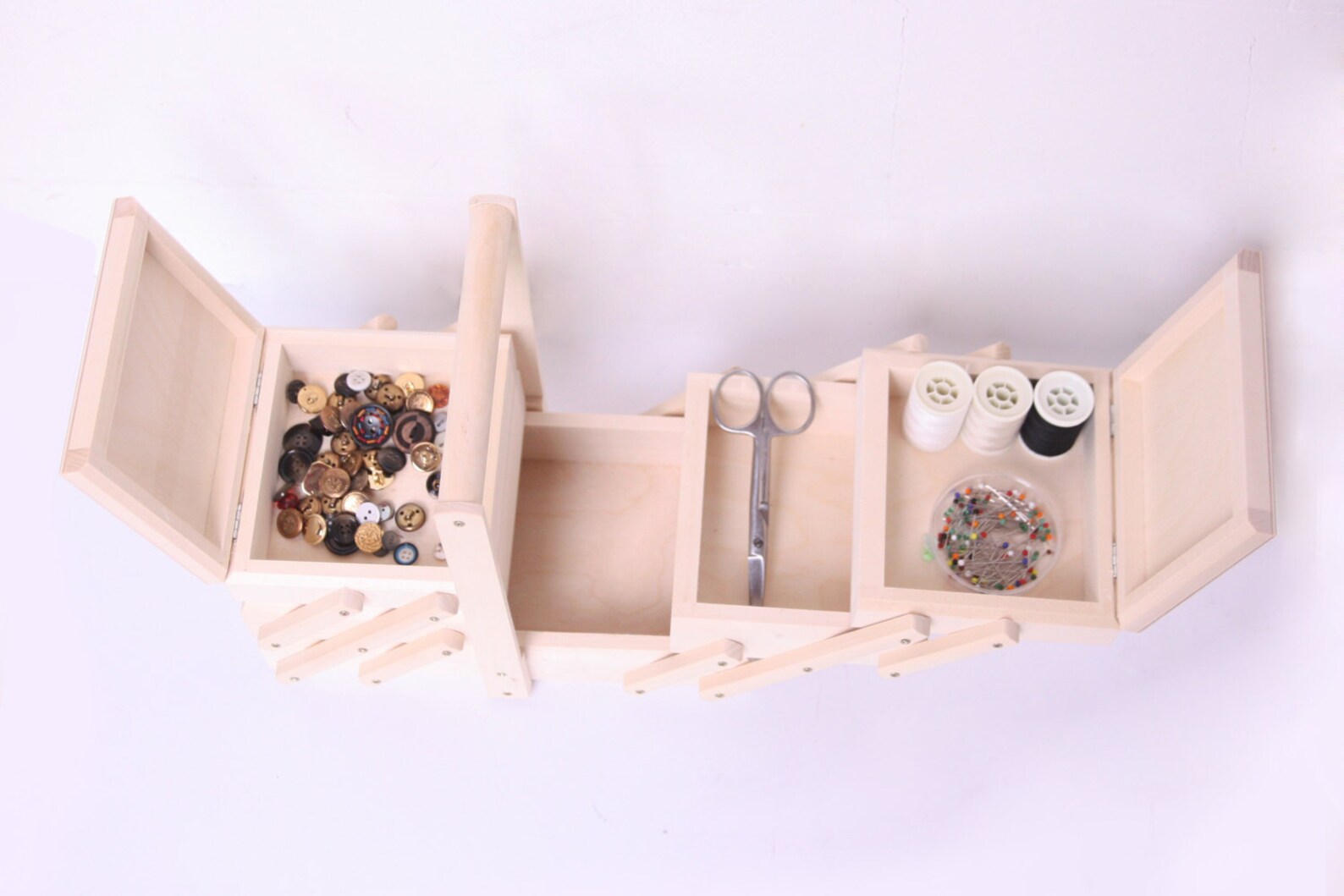 Wooden Sewing Box Accordion Box Plain Unpainted Etsy