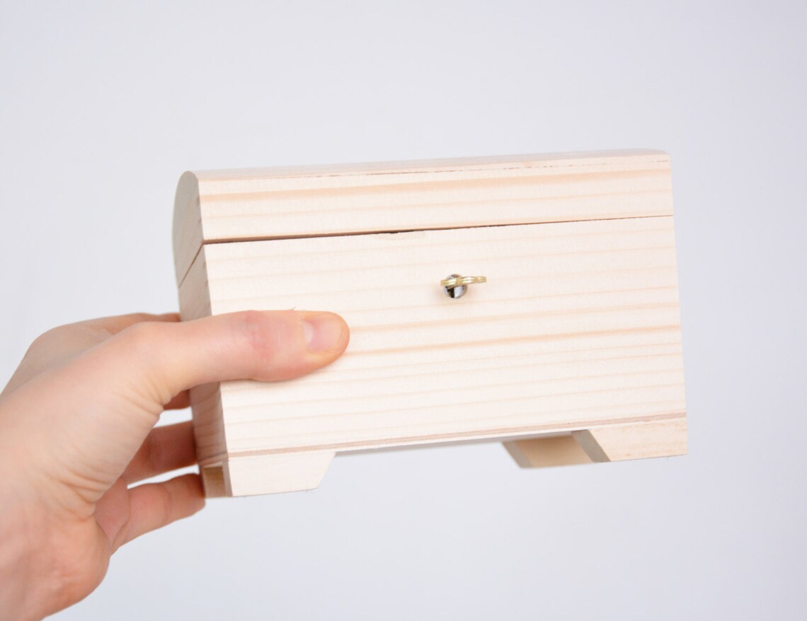 Medium Wooden Treasure Chest With Key Wooden Box Lock Etsy