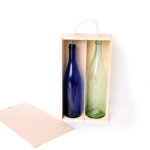 Wooden Wine Box Unfinished Wine Box Bottle Box Sliding Lid Etsy